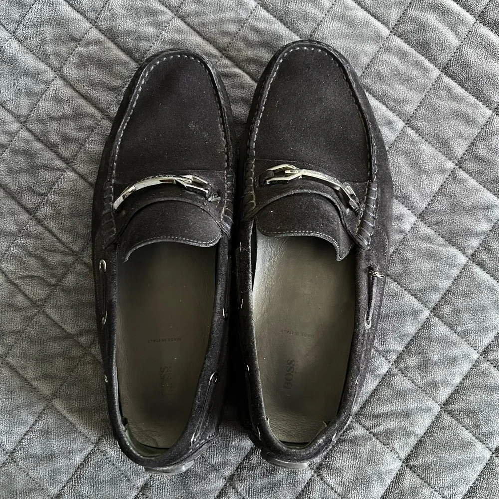 HUGO BOSS Penny Loafers Men 7 Shoes Black Suede